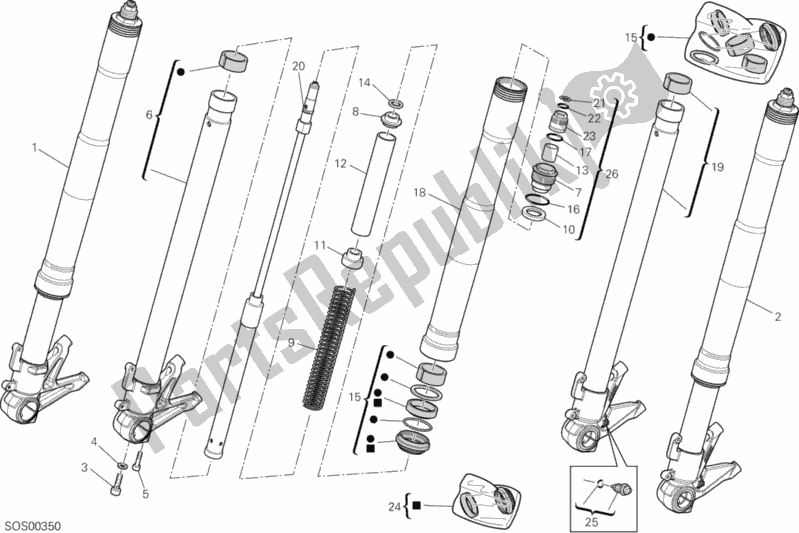 Tutte le parti per il Forcella Anteriore del Ducati Superbike 848 EVO 2013